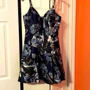 Blue floral cocktail dress